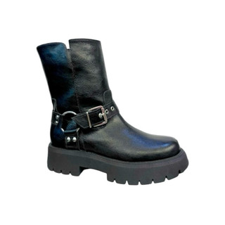 Bota Feminina Cano Curto Coturno com Fivelas Biker Boots Estiloso Alta Qualidade Exclusivo So Pretty Shoes Moda Rebites