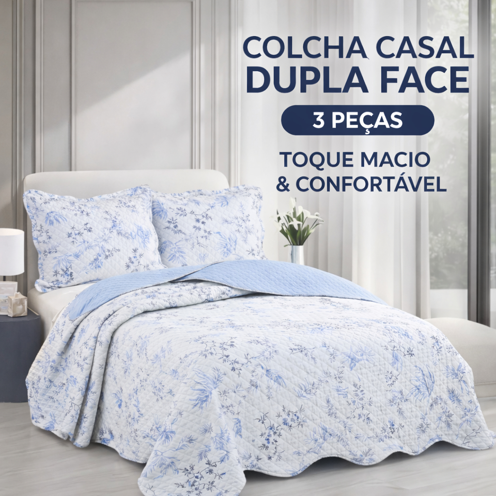Cobre Leito Colcha Dupla Face 3 Peças Casal Queen King Capri Estampada Floral Matelada Toque Macio