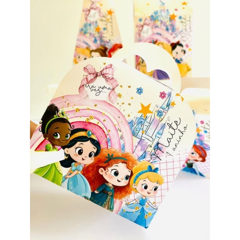 Kit Caixinhas Princesas PEGUE E MONTE Personalizadas | Lembrancinhas Festa Infantil Luxo Scrap 3D