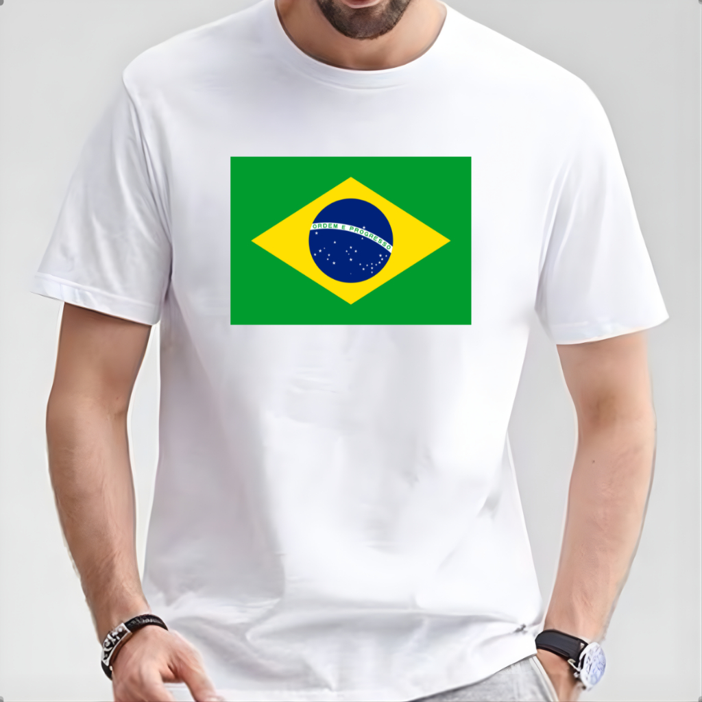 Camiseta Pai e Filho Banderia do Brasil Camisa do Brasil Copa do Mundo Ondem e Progresso Algodão