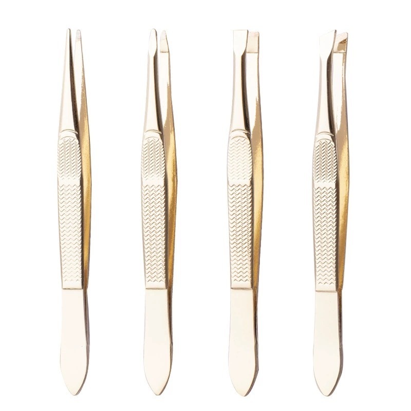 Kit 4 Pinças Dourado Profissional Em Aço Inoxidável Para Sobrancelha Remoção De Pelos Sobrancelha em Oferta na Shopee