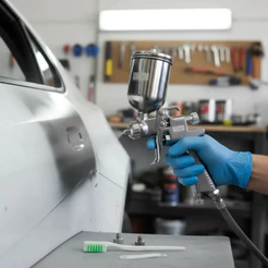 Pistola de Pintura Aerógrafo Gravidade 0,5mm Alumínio 200ml Regulagem Ar e Jato Ideal Automotivo e Artesanato