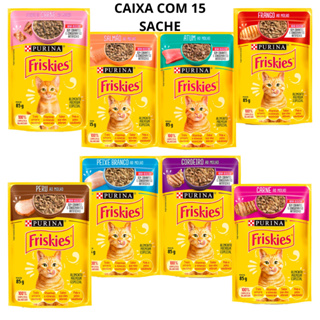 Sachê Friskies Ração Úmida Nestlé Purina Gatos 85g Caixa 15 Unidades em Oferta na Shopee