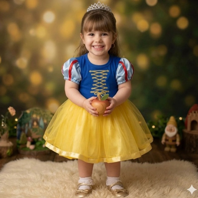Vestido Branca de Neve Mesversário/Aniversário  - Fantasia - 1 mês a 5 anos - Festa em Oferta na Shopee