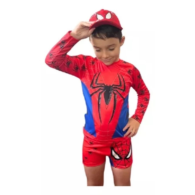 Kit Infantil Camiseta Uv + Sunga + Boné Proteção Solar