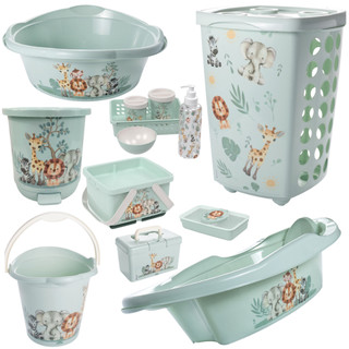 KIT PLASÚTIL LUXO CESTO ROUPAS INFANTIL BACIA BALDE LIXEIRA CAIXA ORGANIZADORA KIT HIGIEN…