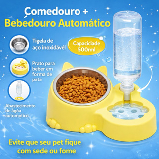 Comedouro e bebedouro  Duplo Automático Para Cachorro E Gato pets em Oferta na Shopee