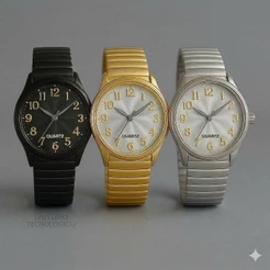 Relógio Feminino Prova D´agua Redondo De Quartzo Pulseira Elástica Analógico Pulseira em Aço Bracelete de Mola
