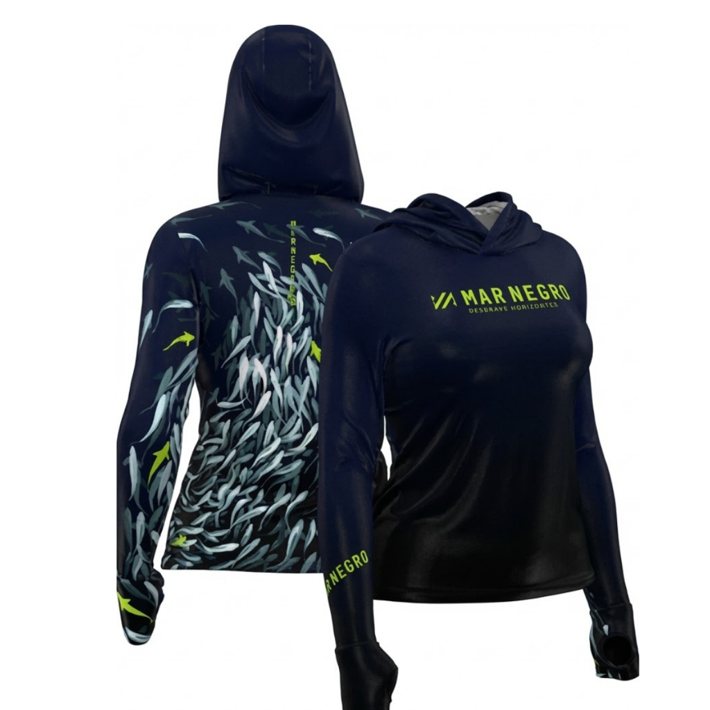 Camiseta Mar Negro X Protection Sublimada Feminina Cardume Ideal Para Pesca