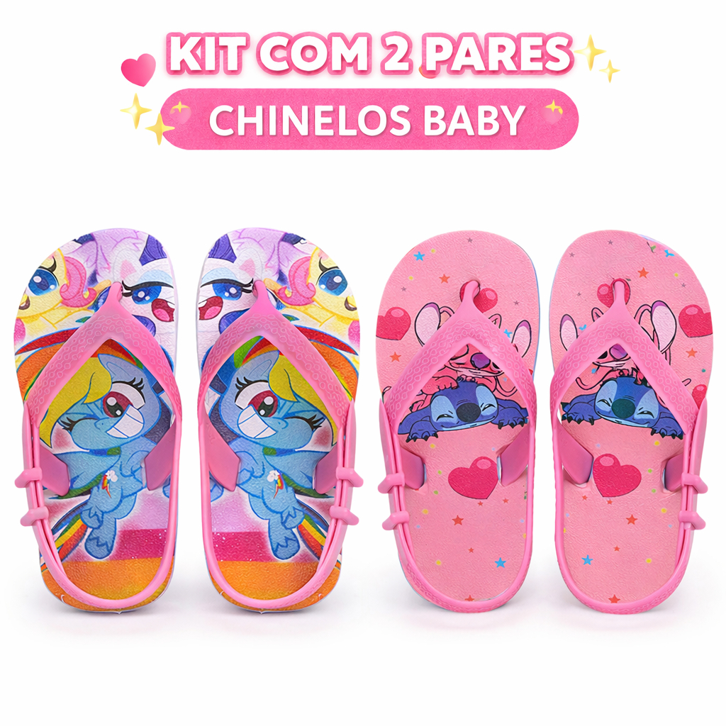 Kit 2 Pares Chinelo Bebê Infantil Antiderrapante Confortável Menino Menina