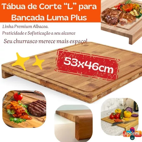 Tábua de Corte Com Encaixe Para Bancada e Pia em L para Churrasco e Casa