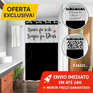 Cortina de Box para Banheiro com Visor e Frases PVC 100% com Ilhos Antimofo Moderna Várias Cores e Frases em Oferta na Shopee