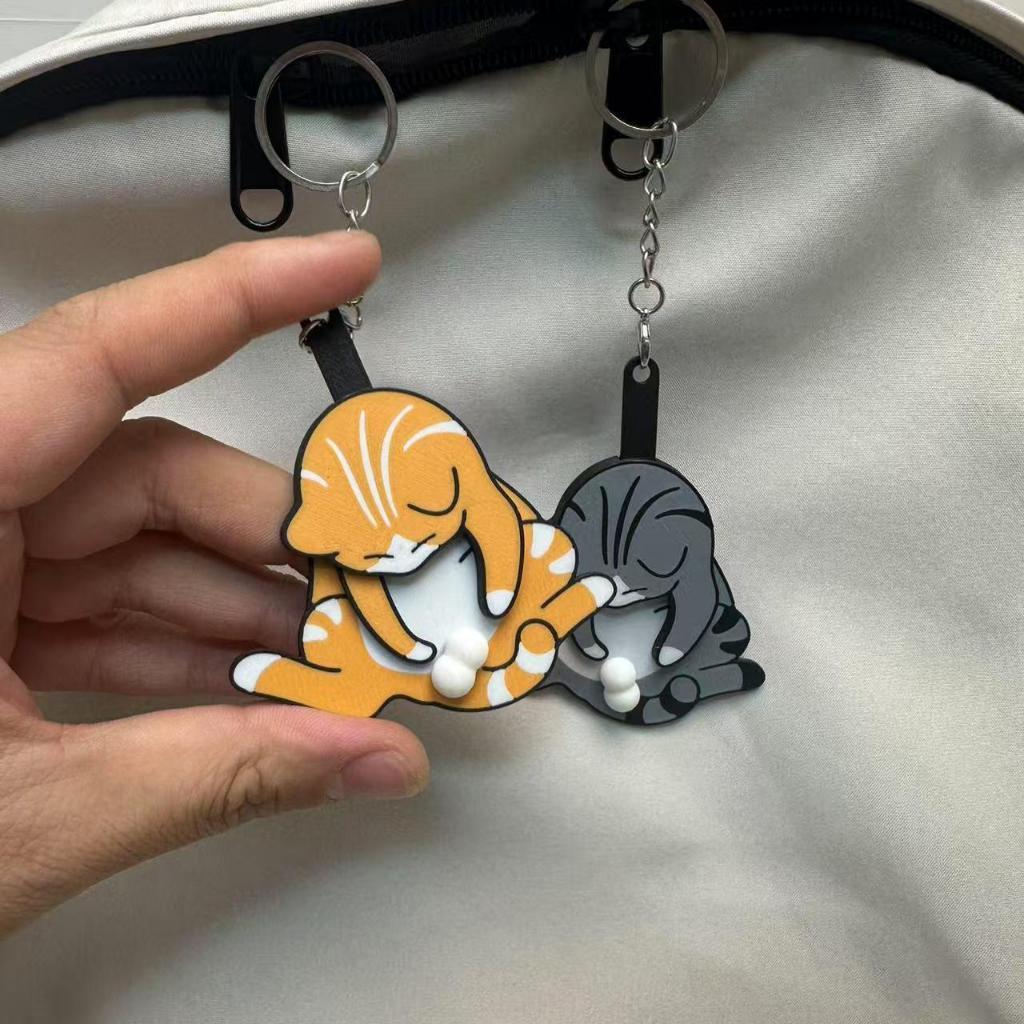 Chaveiro Casal de Gatinhos Fofo Criativo Silicone Mochila Bolsa Presente Amizade Bella Bijou