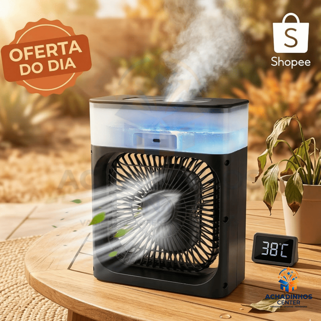 Ventilador Climatizador Portátil USB Umidificador Mini Ar Condicionado Mesa Silencioso