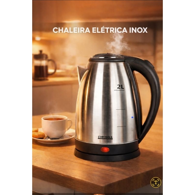 Chaleira Eletrica Capacidade 2 Litros Aco Inox Rápida Segura 127V Automatica