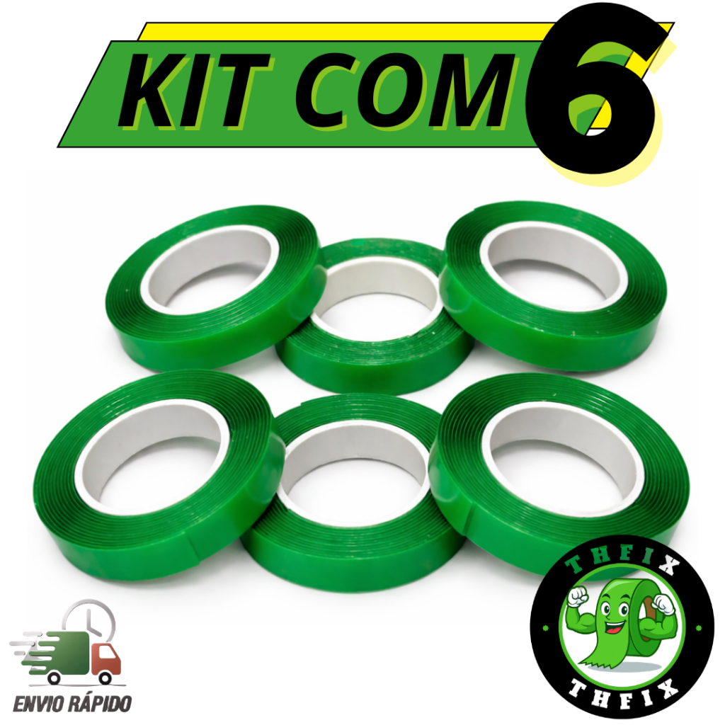 6 Fita Dupla Face Extra Forte Transparente Rolo 09mm x 1M Adesiva Acrílica Resistente Pvc Ripado Cabeceira Quadros em Oferta na Shopee