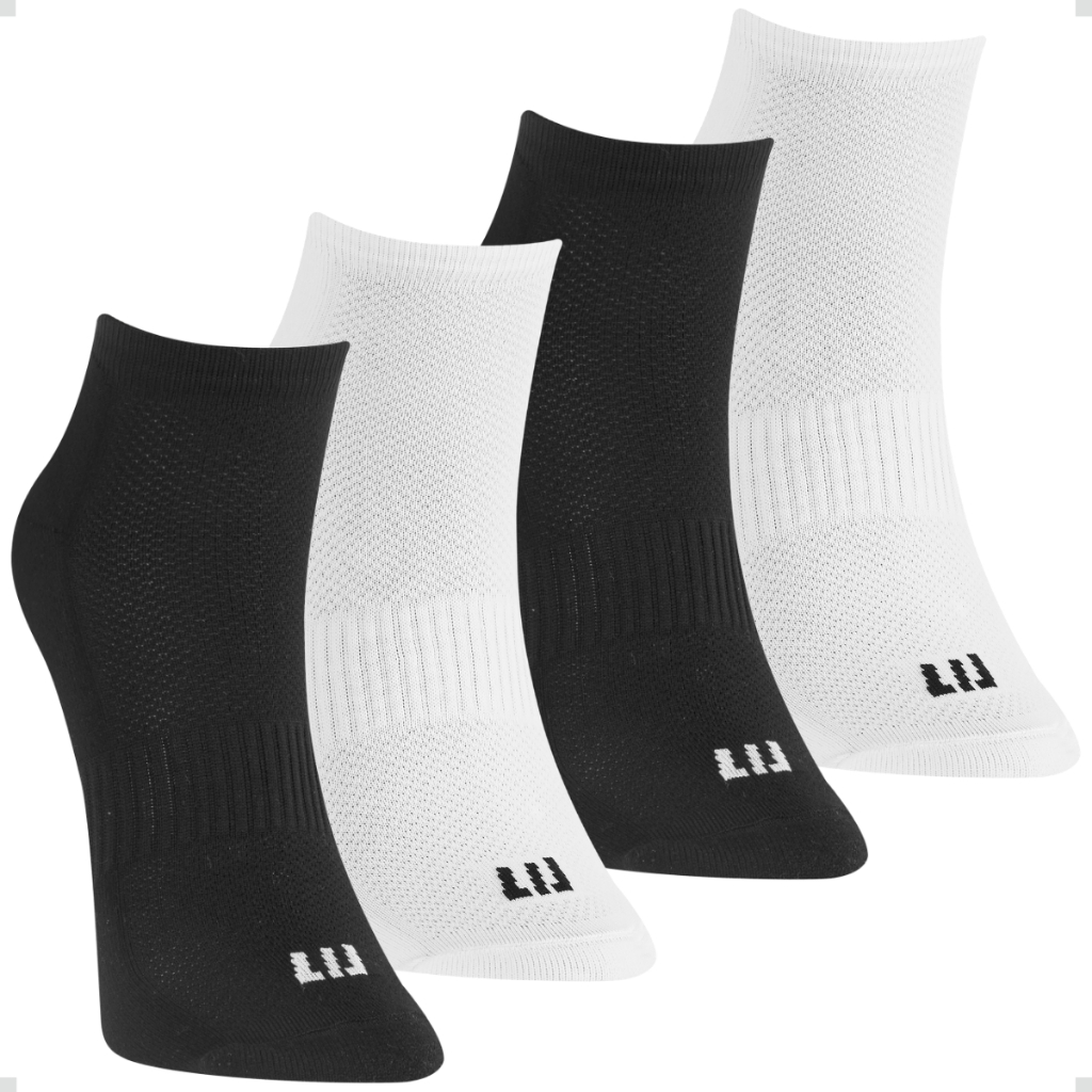 Kit 4 Pares Meia Performance Cano Curto Poliamida Core Dia a Dia Casual Dry Fit Academia Unissex