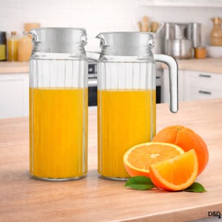 Kit 1 ou 2 Jarras de Vidro Suiça 1 Litro com Tampa Transparente para Suco Água Refresco  Alça Vidro. em Oferta na Shopee