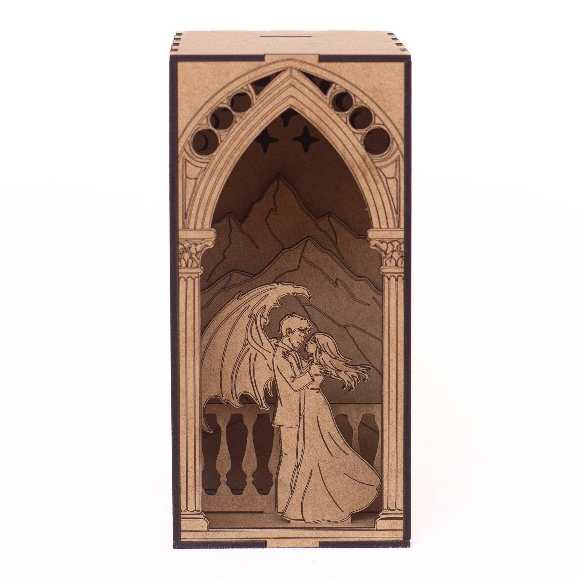 Book Nook ACOTAR Velaris - Cenário de Estante em MDF 3mm com LED | Aparador de Livros Geek