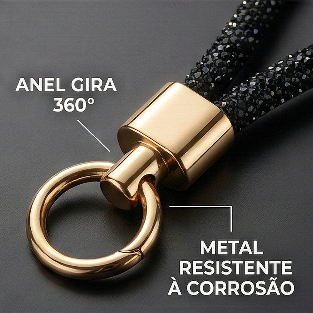 Cordão de Celular Cristal Luxo Pulseira Anti-perda com Fecho de Metal Universal — imagem 2 de 2