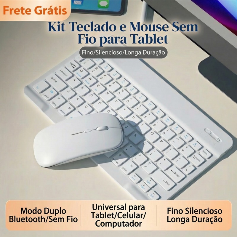 KIT Keyboard e Mouse Wireless Bluetooth Portátil Teclado Sem fio Android/ios-ipad/tablet Recarregável Compatível-HY-5030 em Oferta na Shopee