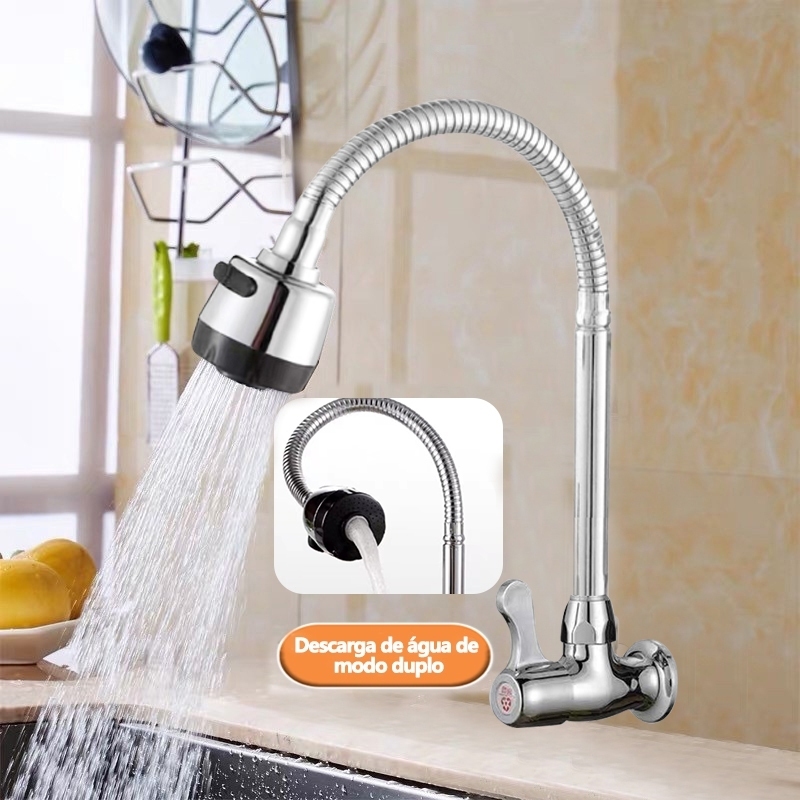 Inox Torneira  Prata/Preto Com Chuveiro Com Rotação De 360° Cozinha Luxo Parede Promoção em Oferta na Shopee