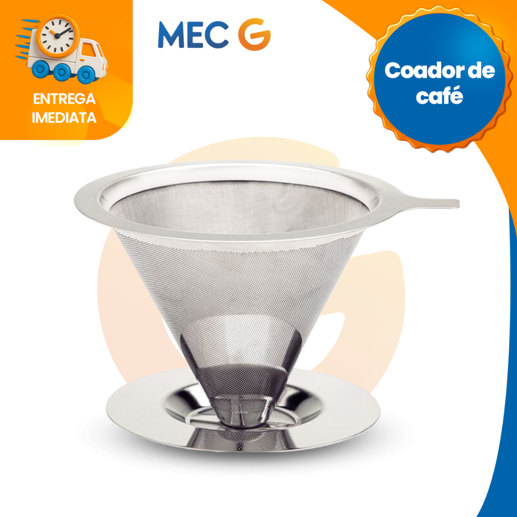 Coador de Café Chá  Tramontina Inox Aço Inox 304 Tamanho 102 Peneira Aço Reutilizavel em Oferta na Shopee