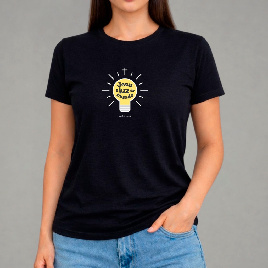 Blusa Feminina Cristã Jesus Luz Mundo Colorida T-shirt Confortável Camiseta Versátil Camisa Crt Unissex