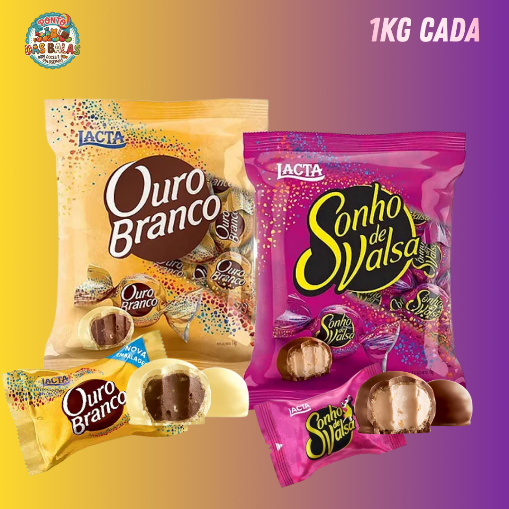 Kit Dia das Mães 2 Pacotes Bombom 1kg Ouro Branco + 1kg Sonho De Valsa
