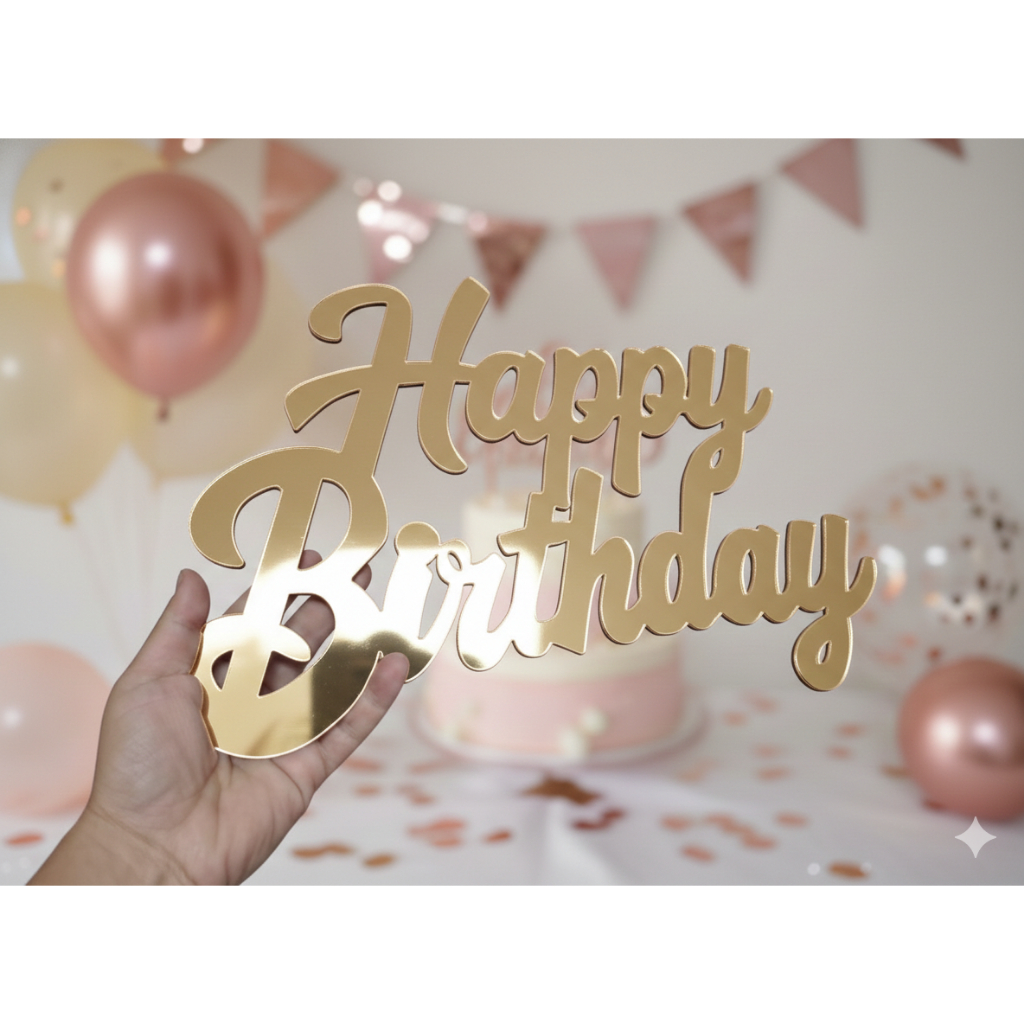 KIT Happy Birthday Letreiro Painel de Festa Aniversário EM ACRILICO REFORÇADO COM MDF