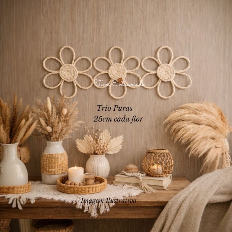 TRIO PURAS decoração de parede rústica, decoração casa, decoração boho, enfeite sisal.