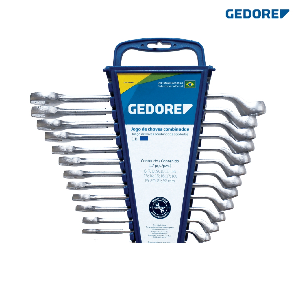 Jogo de Chaves Combinadas GEDORE Azul 10 a 32 mm – 12 Peças | 1B-12M | Profissional