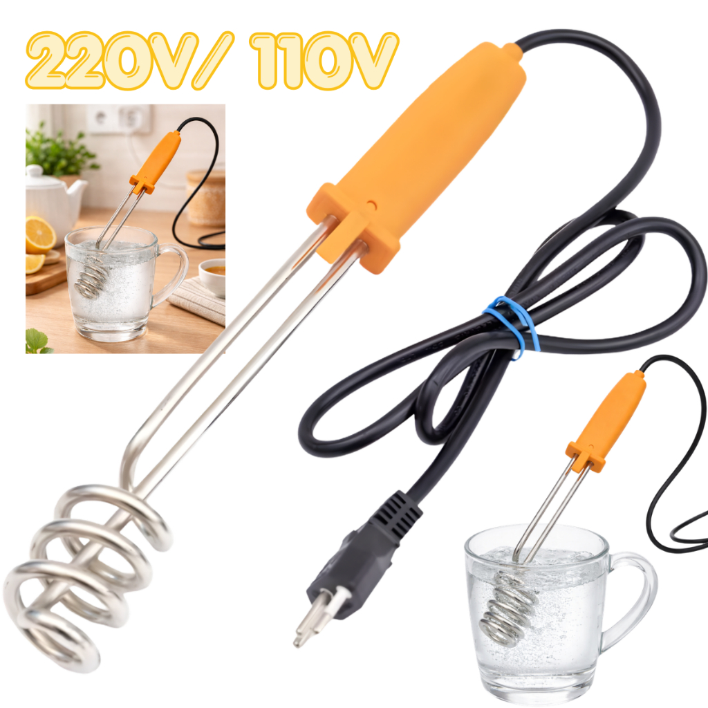 Ebulidor Elétrico Imersão 1500W Aquecedor Água Portátil 127V 220V Rápido Café Chá Cozinha Prático