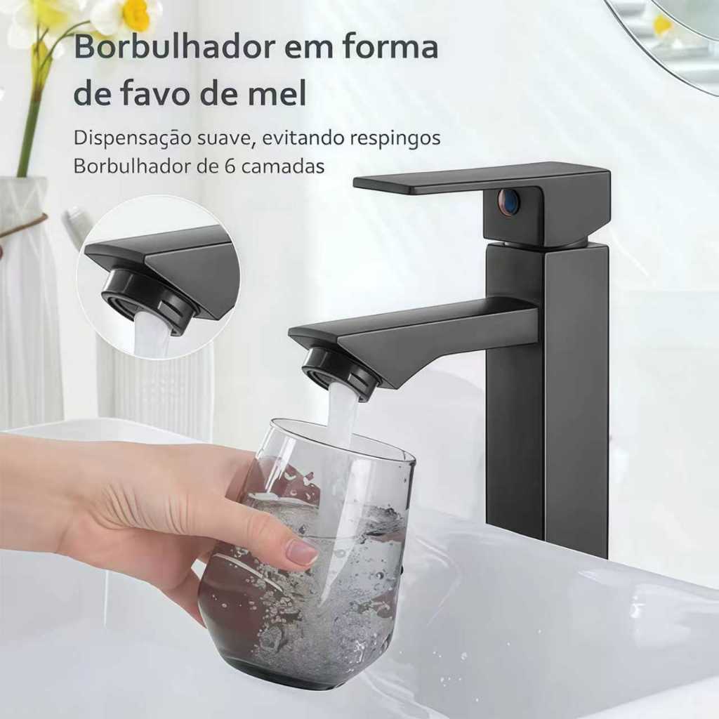 Torneira de água fria para banheiro em aço inoxidável Preto/Prata FABN em Oferta na Shopee