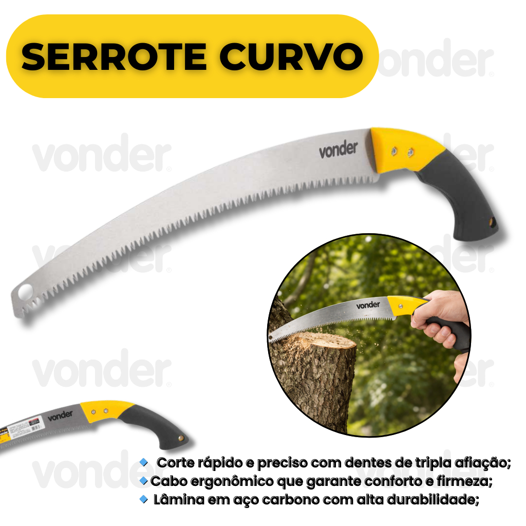 Serrote Curvo Poda 14 Vonder Profissional Aço Carbono Corte Preciso Cabo Ergonômico Forte Durável