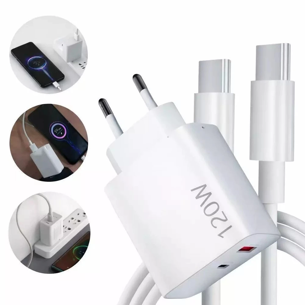 Carregador Turbo 120w Fonte Usb Carregador + cabo Ultra Rápido 120w Usb C Turbo
