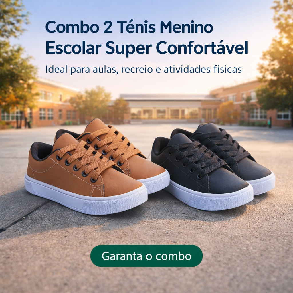 Combo 2 Tênis Menino Escolar | Confortável, Sola Antiderrapante Ideal Para Escola | GARANTA O COMBO! em Oferta na Shopee