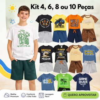Conjunto Infantil Kit 4 6 8 e 10 Peças Roupa Menino Verão Estampado Diversos Modelos 1 a 12 Anos em Oferta na Shopee