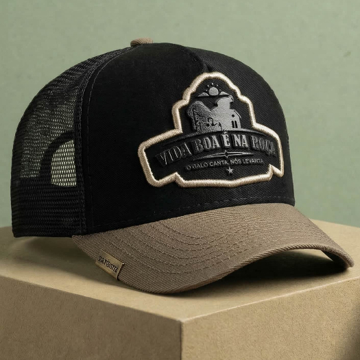 Boné Trucker Estilo Country Masculino Premium Aba Curva Bordado Telinha Snapback Ajustavel Redinha Original