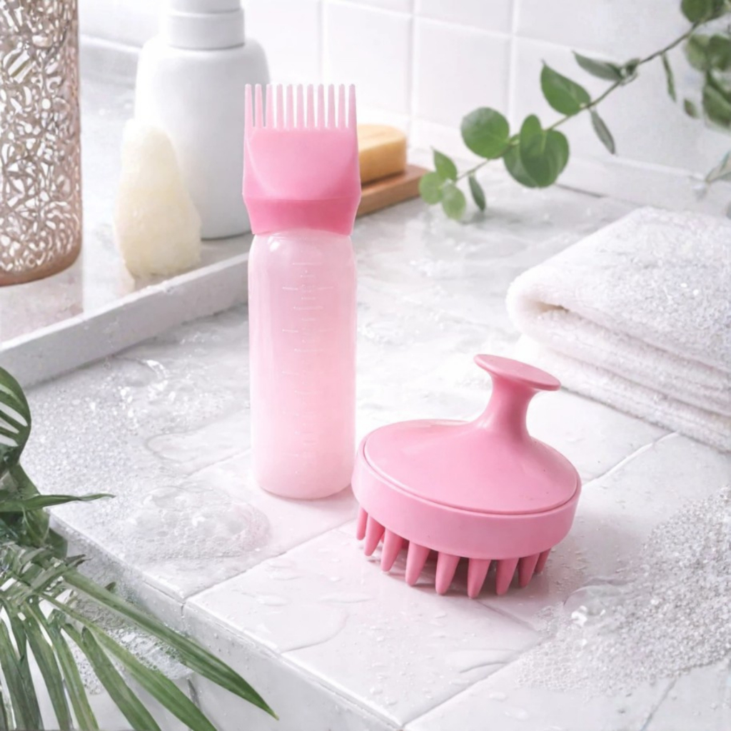 Pente Aplicador + Massageador Capilar 2 em 1 para Banho