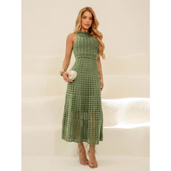 Vestido Feminino Midi Tricô Com forro Verão Praia Festas Reveillon Natal Branco Vermelho Elegante