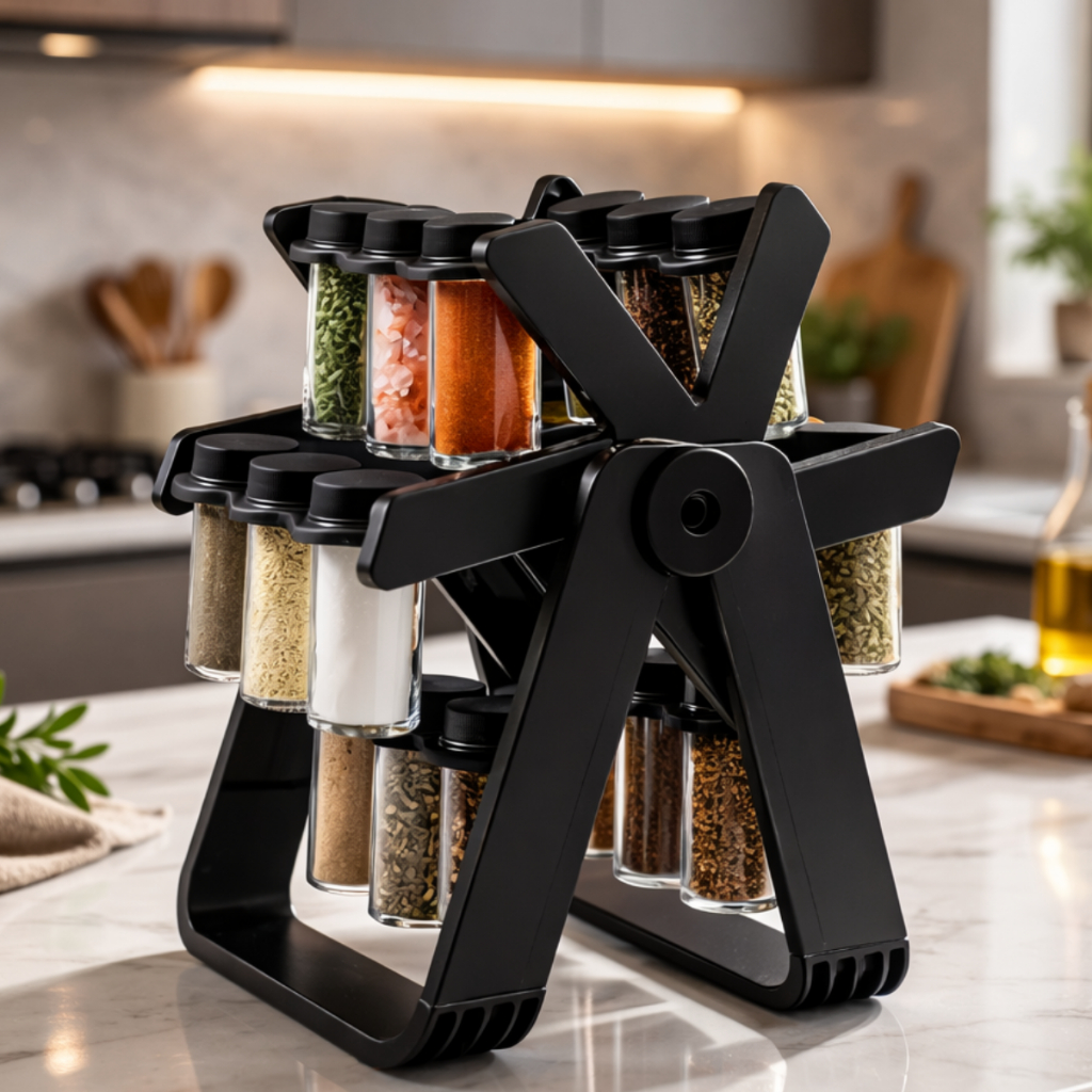 Foto do produto Porta Condimentos Giratório 360° com Tampa Dupla 18 Potes 85ml Organizador de Temperos em Utilidades de?