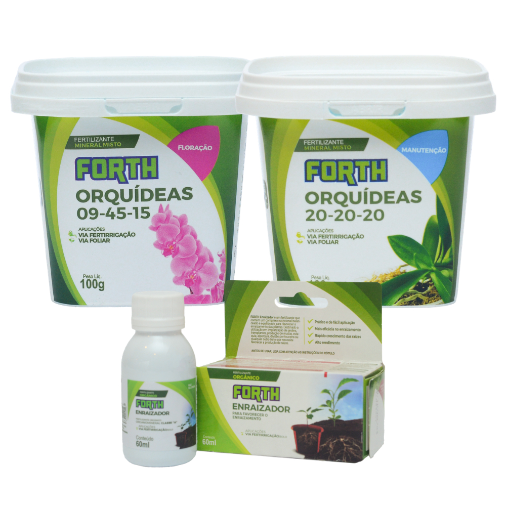 Kit Fertilizante Forth Orquídeas Floração Manutenção 100g E Enraizador 60ml