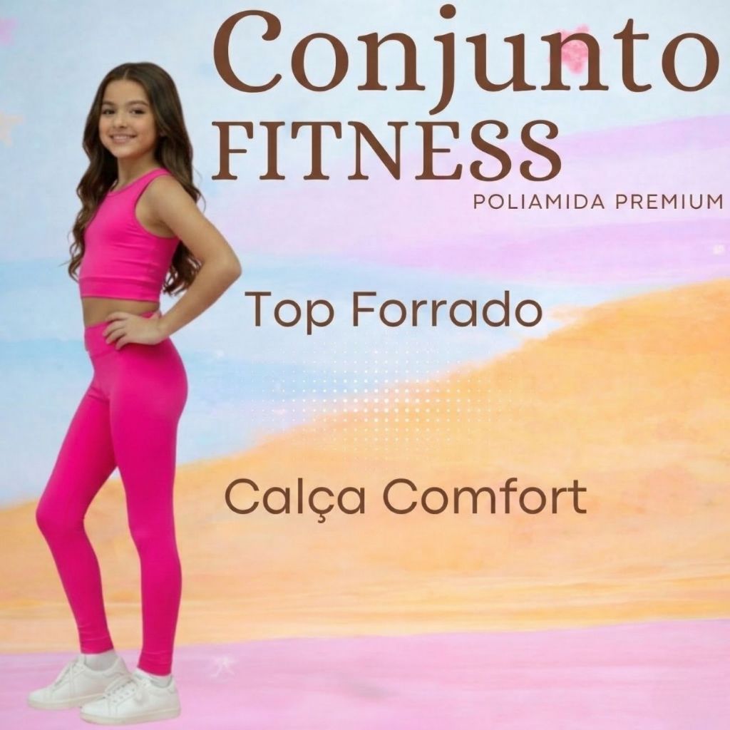 Conjunto Infantil Roupa Ginástica Academia Treino Ballet Calça Top Forrado Poliamida Feminino em Oferta na Shopee