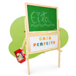 Lousa Giratória 3 em 1 Diversão Aprendizado Madeira Infantil Desenho Brinquedo Pedagógico Montessori