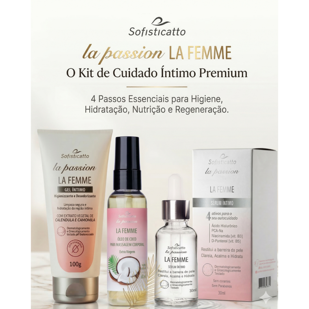 Kit Clareador Íntimo Feminino La Femme Serum + Gel Desodorante + Óleo Hidratante Premium