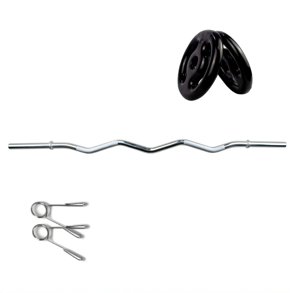 Kit Barra W Maciça + 2 Anilha 5kg One Life Sports® | Musculação Academia