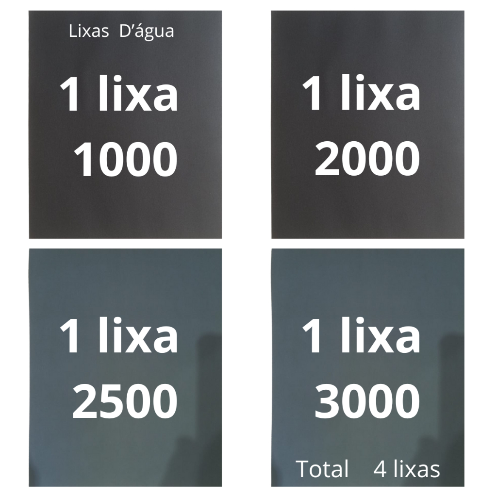 Lixa 1000 2000 2500 3000 Kit 1 2 Folhas de cada Grão Farol água Polimento Acabamento Plástico Metal