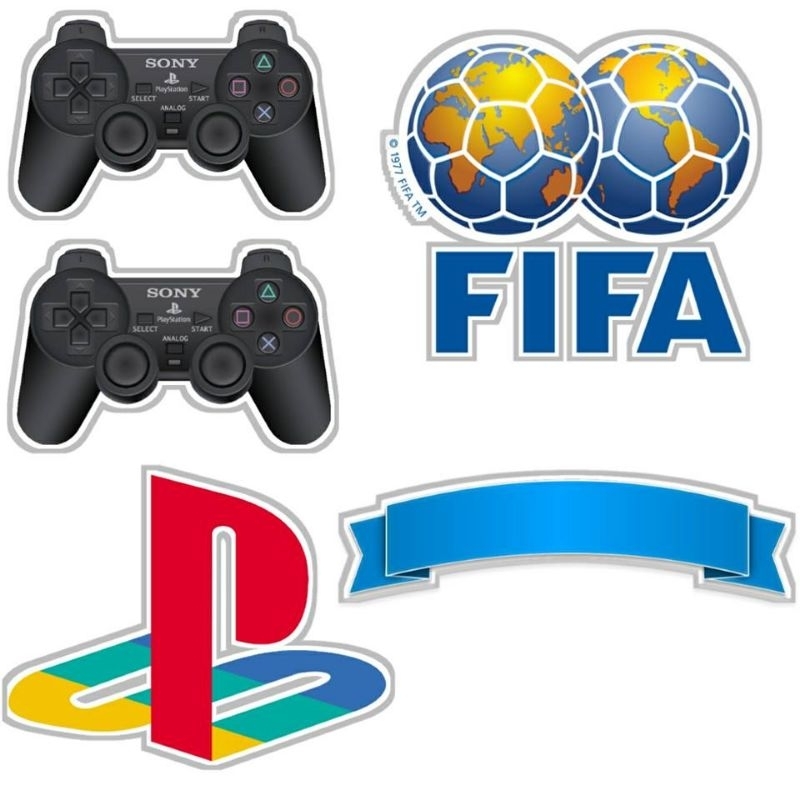 Topo Topper de Bolo Vídeo Game Videogame PS Fifa PS5 PS4 PS3 Personalizado Nome Idade 2