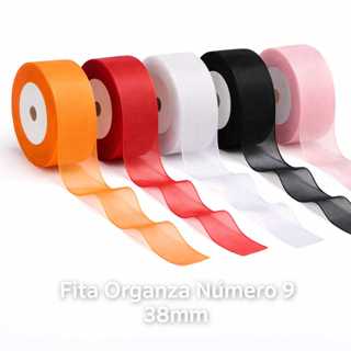 Fita Organza N°9 38mm –10 Metros  Várias Cores – Ideal para Laços, Artesanato e Decoração em Oferta na Shopee